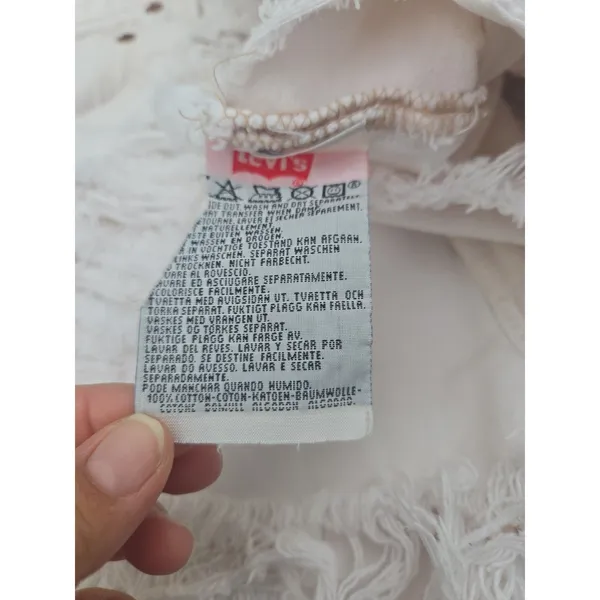 Levi’s 501 Vintage Cut Off Shorts White Distressed Made in USA High Rise W30 Wm - Image 3