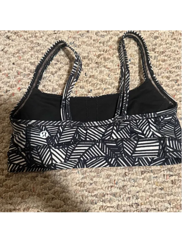Lululemon Straight Up Bra Banana Leaf White Black- Size 4 - Image 2