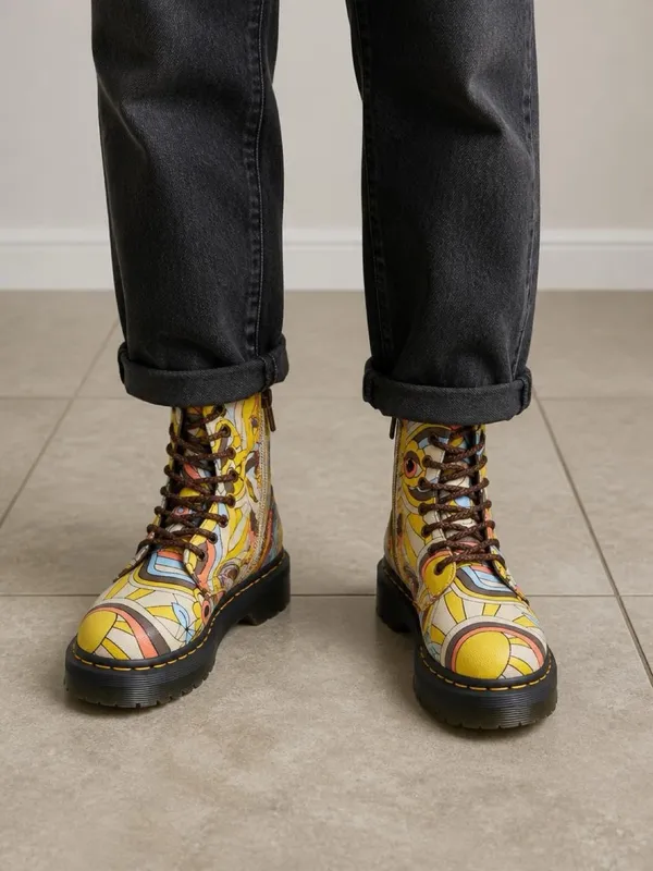 Dr. Martens Jadon Retro Ray Kemble Canvas Platform 8-Eye Boots - Image 3