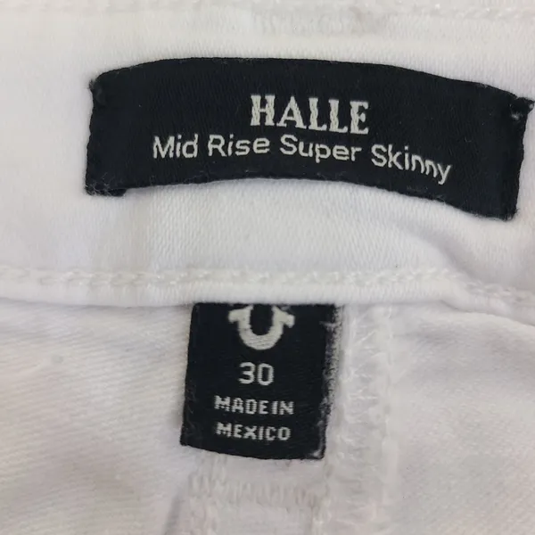 True Religion Jeans Women's 30 HALLE Mid Rise‎ Super Skinny White Denim - Image 2