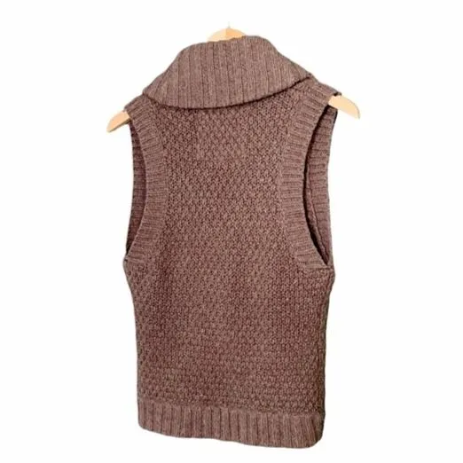 Abercrombie & Fitch Y2K Wool Sweater Vest Brown Shawl Collar Women’s Size Small - Image 5