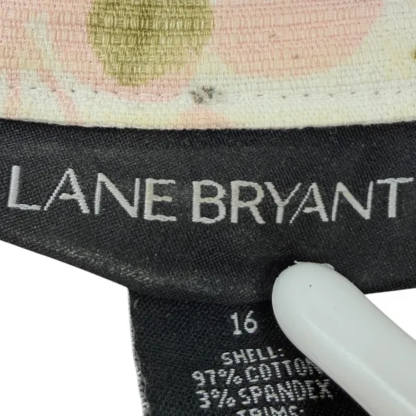 Lane Bryant Floral‎ Moto Jacket Asymmetrical Zip Up Pockets White Pink Size 16 - Image 4