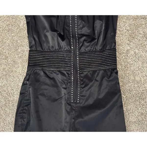M by MADONNA Black Rhinestone Zip Front Cropped Catsuit Jumpsuit Size 8 - Image 4