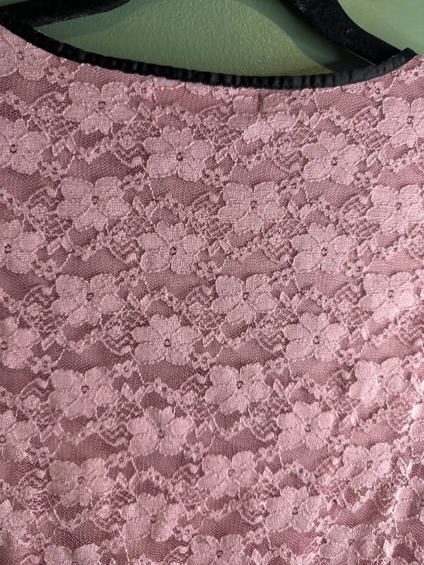 Madden Girl Pink Lace Crop Top Womens M Y2K Coquette Fairy Grunge Long Sleeve - Image 6