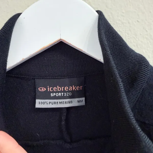 Icebreaker Sport 320 Black Merino Wool Quarter Zip Pullover Sweater Women's M - Image 7