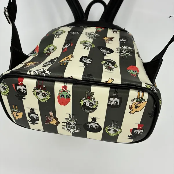 Loungefly Beetlejuice Chibi Mini Backpack Black White Striped Character Bag - Image 6