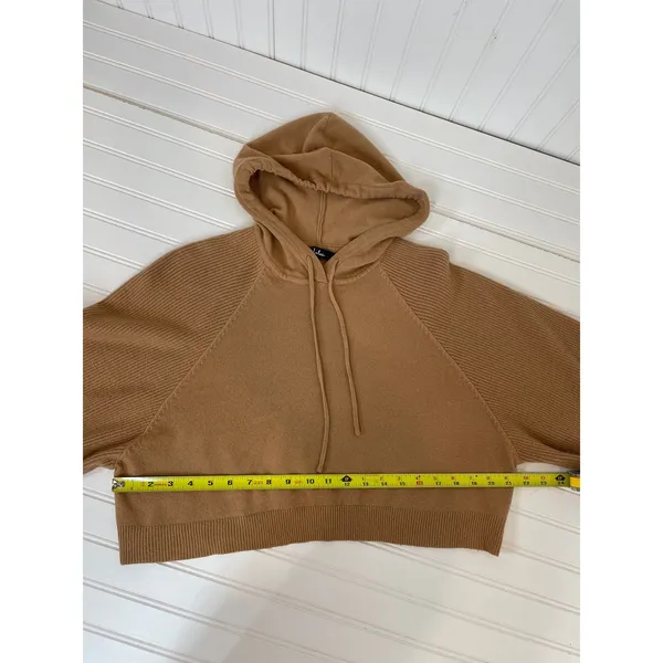 Lulus Casual Cozy Light Brown Balloon Sleeve Pullover Hooded Sweater Size XS - Image 7