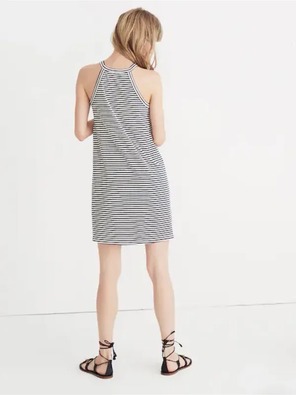 Madewell Navy Blue & Ivory Striped Racerback Sleeveless 90’s Mini Swing Dress XS - Image 2