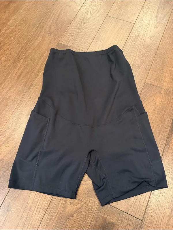 High-Waist Black Women’s Maternity Compression 6” Bike Shorts - C27-168 - Image 2