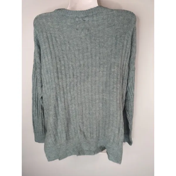 Abercrombie & Fitch‎ Aqua Green Ribbed Knit Crew Neck Pullover Sweater Size S - Image 3