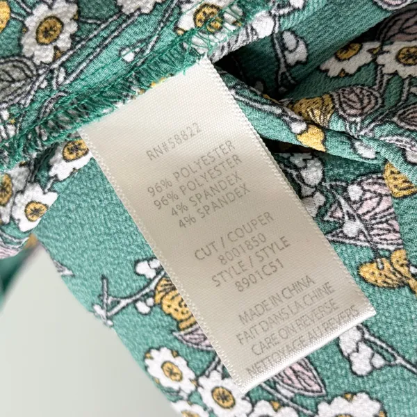 Max Studio Floral Short Ruffle Sleeve Wrap Maxi Dress Green Yellow White Small - Image 7
