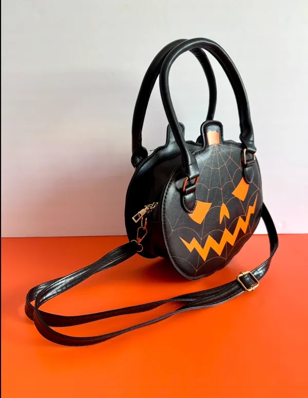 Halloween Pumpkin Crossbody Bag (2799) 🎃 Black - Image 4