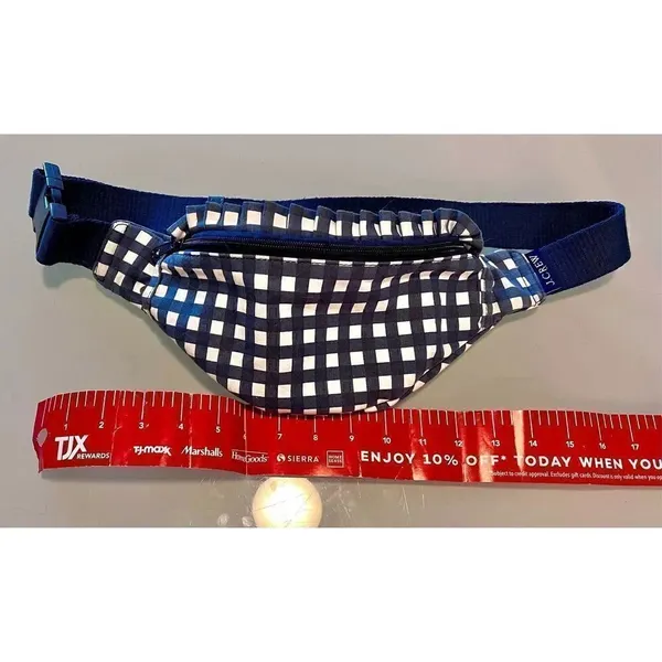 J Crew Fanny Pack Crossbody Sac Blue White Gingham Plaid Cotton Ruffle Edge - Image 7
