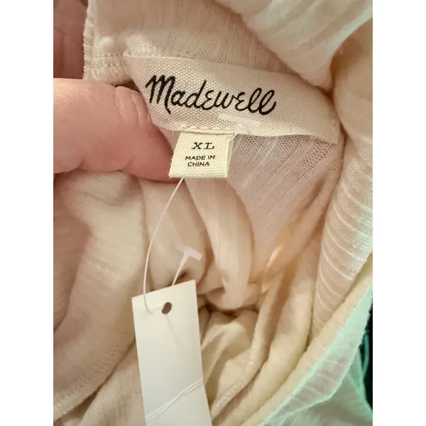 Madewell Ribbed‎ Turtleneck Long Sleeve Top Cream XL sweater knit - Image 4