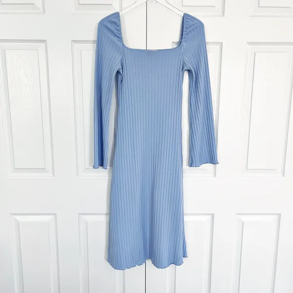 Lisa Says Gah Roya Blue Ribbed Midi Square Neck Romatic Fairycore Whimsical - Image 2