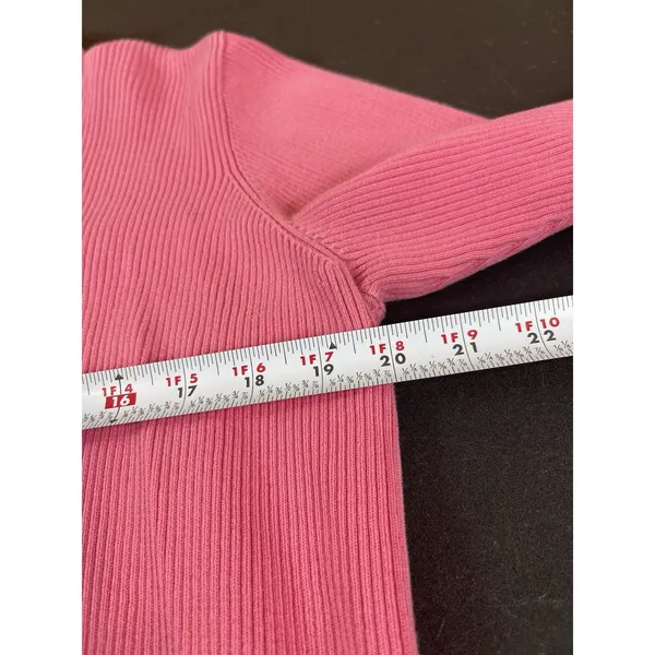 Lauren Ralph Lauren Sweater XL Pink TurtleNeck Ribbed Knit LRL Logo Pullover - Image 9