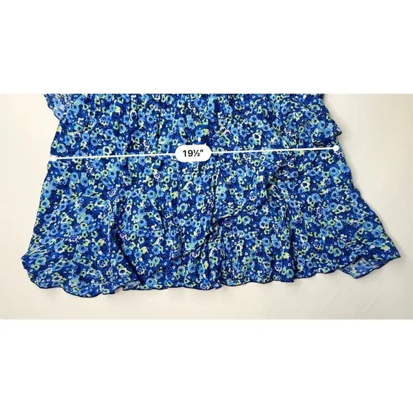 Zara Tiered Blue Floral Off the Shoulder Jumpsuit Romper MEDIUM Preppy‎ Ruffles - Image 9