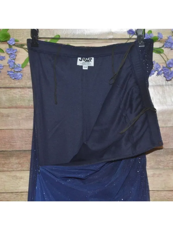VTG Y2K 90s Midnight Blue Glitter Prom Dress Maxi Gown 5/6 Whimsygoth Fairy Core - Image 9