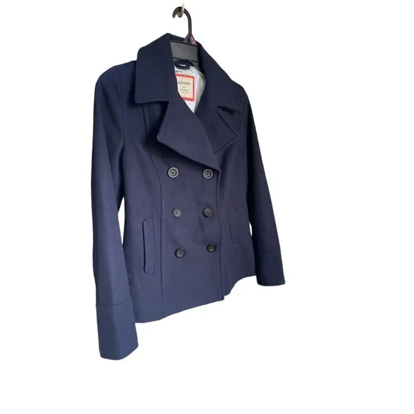 NWT Old Navy Wool Blend Double Breasted Button Down Peacoat Navy Blue M - Image 6