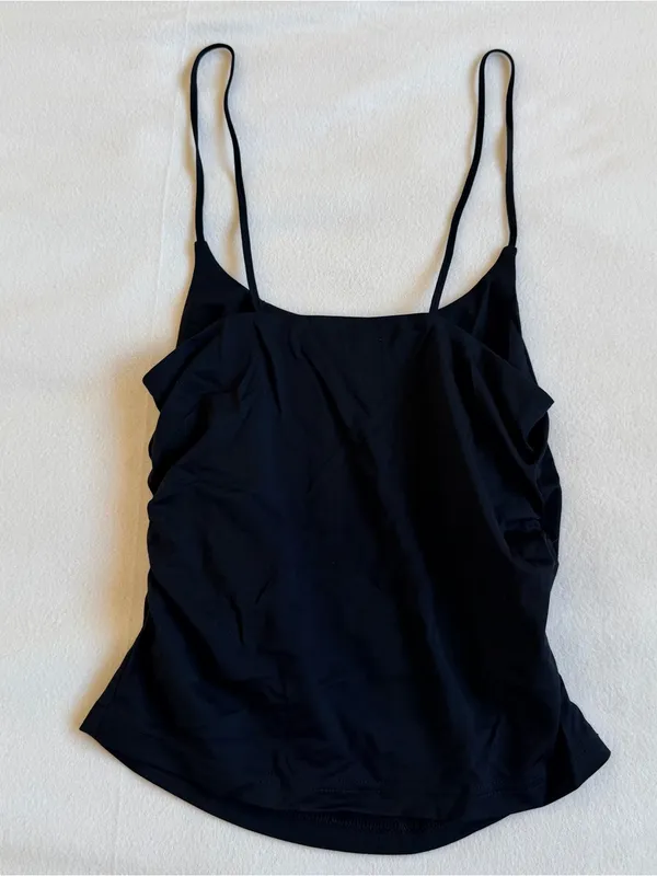 Almina Draped Ruched Cami Black - Image 3