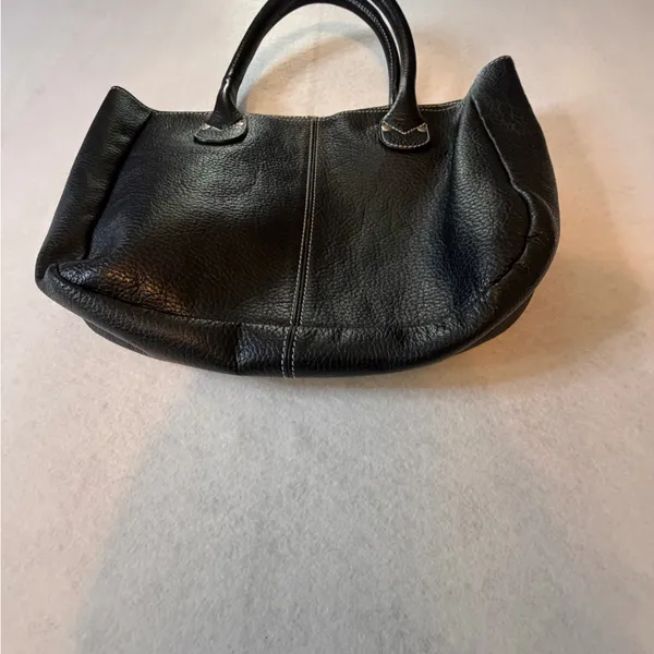 Vintage Genuine Leather Mini Tote Bag Black Handmade Minimalist Satchel - Image 2