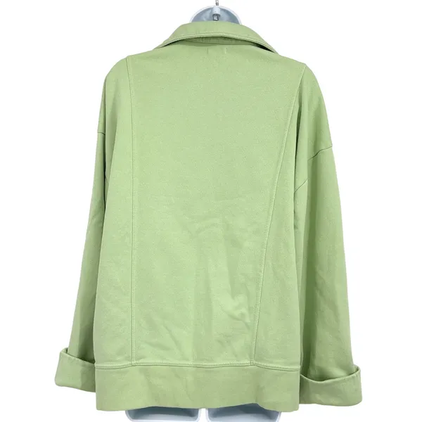 Pilcro Pullover Sweatshirt Women S Green V Neck Collar‎ Fleece Anthropologie - Image 5