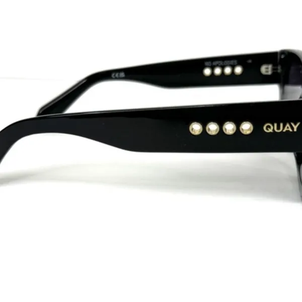 QUAY Australia No Apologies Angled Square Sunglasses NEW Black / Brown NIB - Image 4