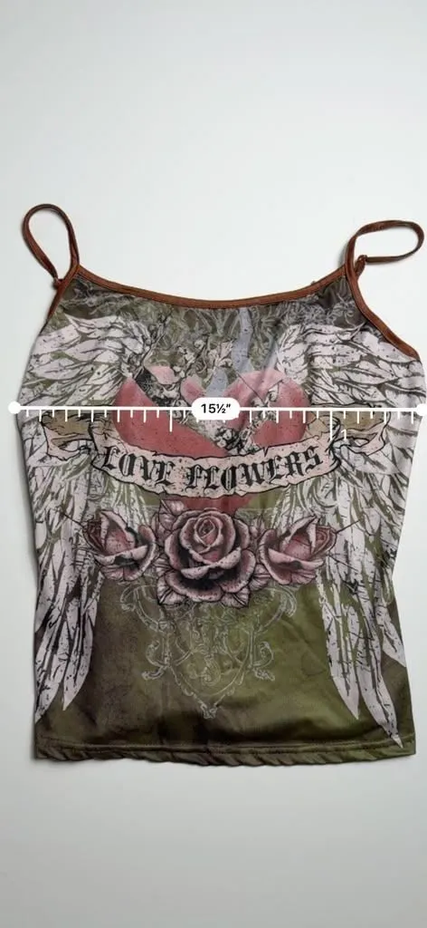 Grunge Fairycore Sexy Camisole Sexy Graphic Wing & Heart Design Tank Top - Image 4