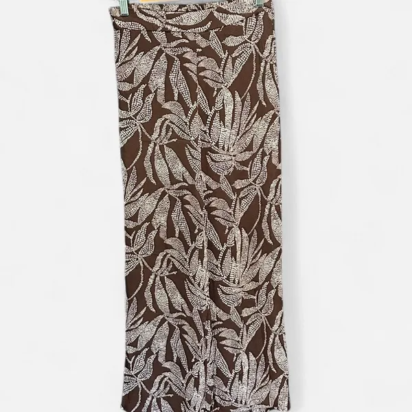 DeFacto 100% Viscose Chocolate Brown Botanical Wide Leg Pants Small Boho Resort - Image 5