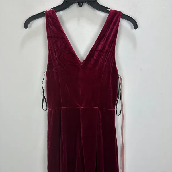 Lulus Beautiful Evenings Wine Red Velvet Twist-Front Maxi Dress Formal Small NWT - Image 11
