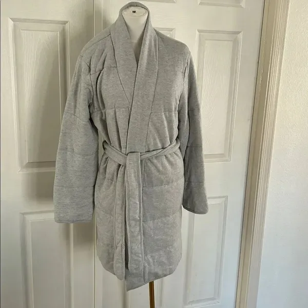 PJ Salvage Quilt Dreams Peachy Jersey Robe in Heather Grey , Large, Gray, NWT - Image 5
