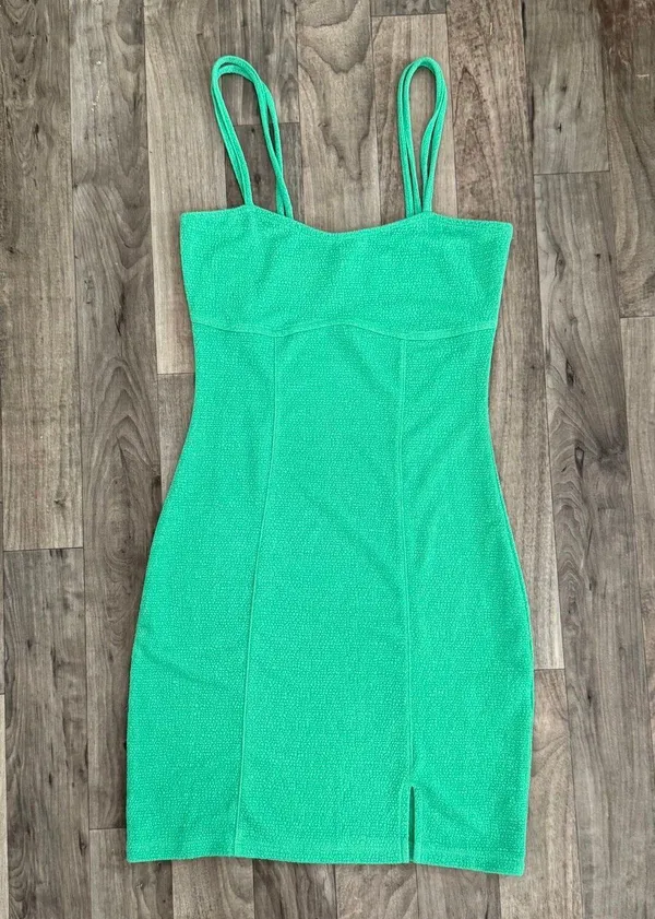 ZARA Divided green bodycon mini dress with thigh slit - Image 2