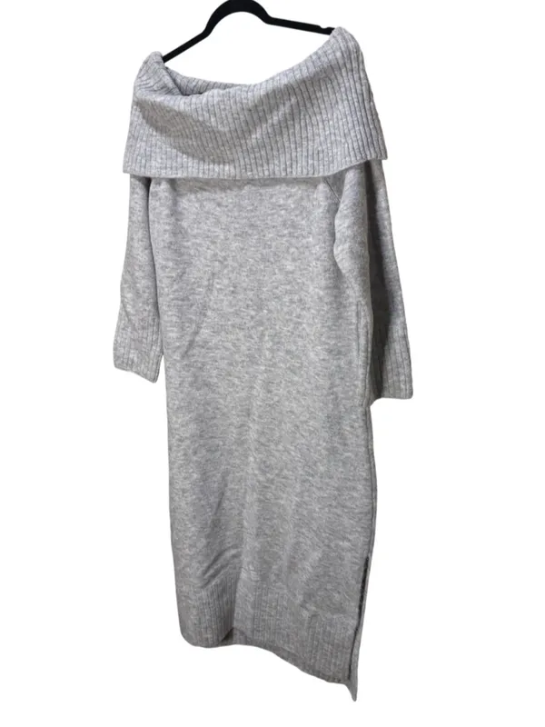 Daily Practice Off-Shoulder Foldover Midi Sweater Dress - Light Gray 1X NWT - Image 9