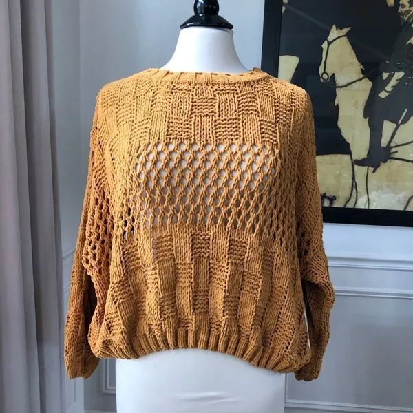 NWT Billabong Onward We Go Chenille Sweater Mustard L - Image 2