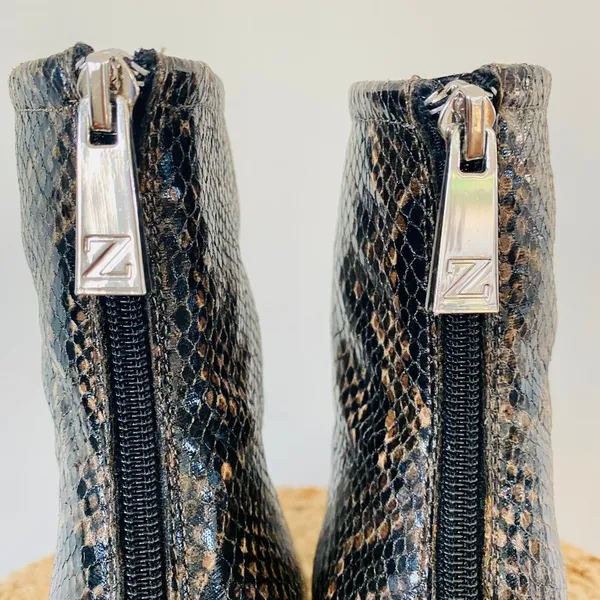Zara Brown and Black Snakeskin Ankle Boots - Image 8