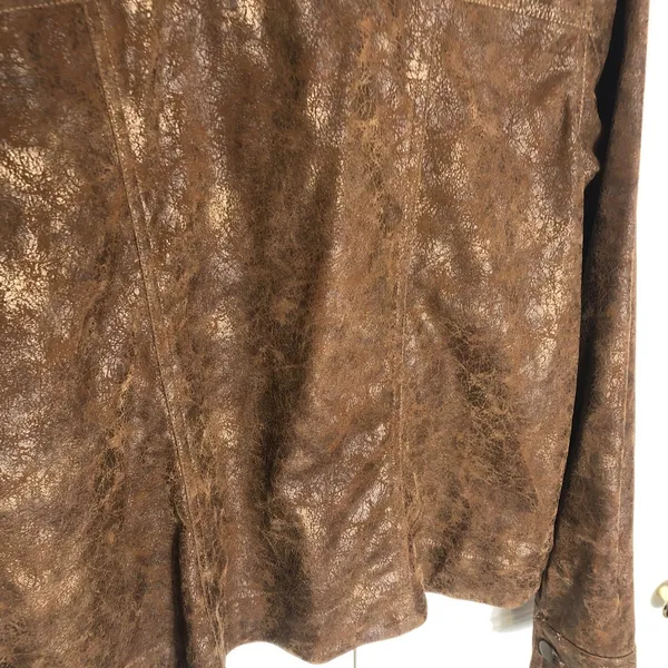 BAMBOO TRADERS Faux Leather acket size Petite Medium Brown - Image 8