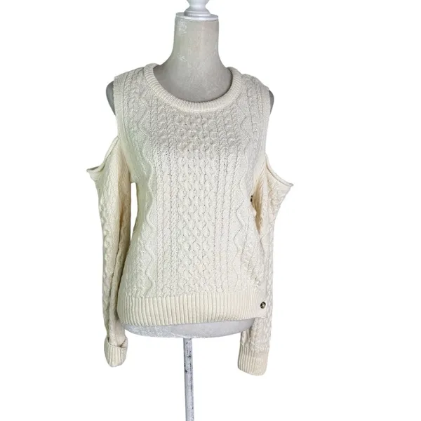 NWT Anthropologie Pilcro Cutout Fisherman Sweater Cream Size S - Image 7