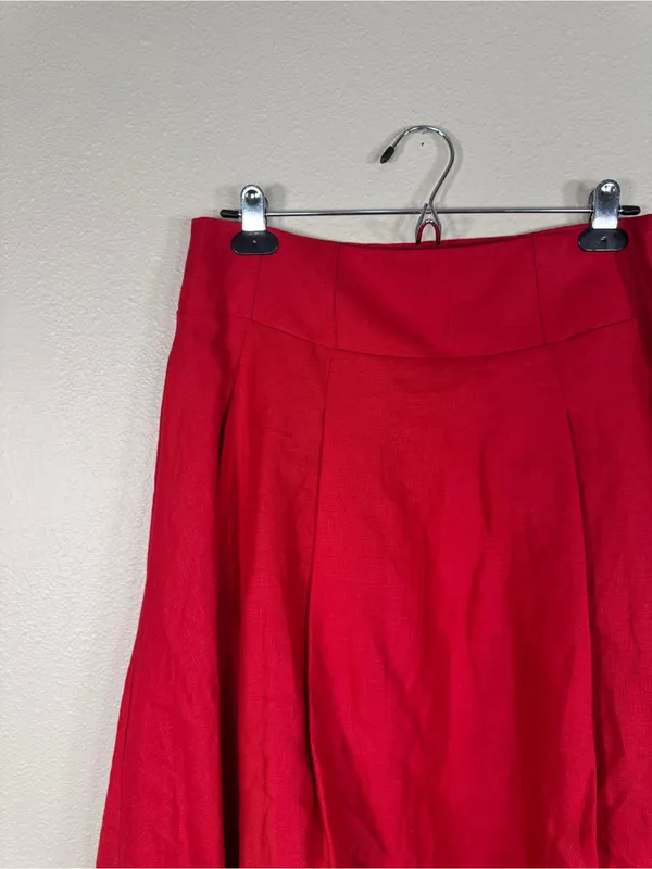 Reformation Red Santana Linen Two Piece Set Womens 8 Midi Skirt Corset Top - Image 10