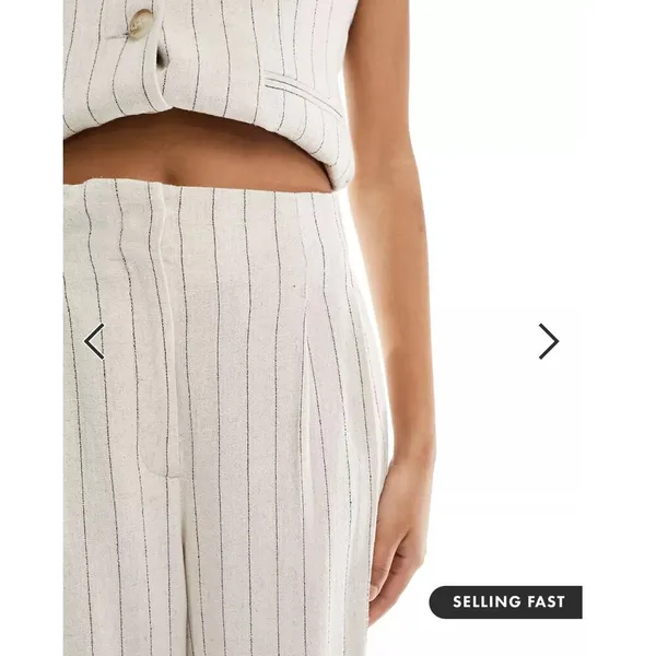 Linen Blend Pinstripe Trousers - Tall - Image 4