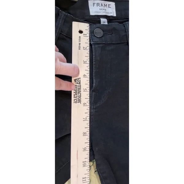 FRAME Womens 29 Black Jeans Empire‎ Skinny Distressed Knee Raw Hem Preppy Grunge - Image 5
