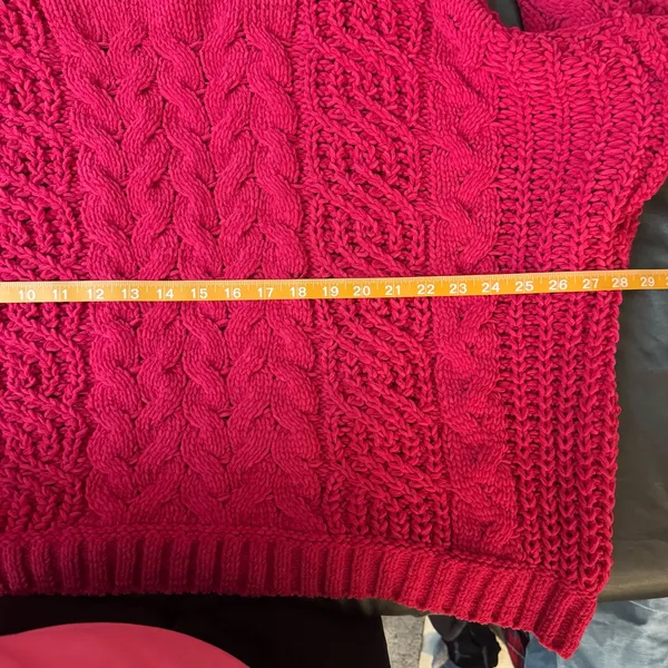 POL Chelsea mock neck cable knit chunky pink sweater size large bubble sleeves - Image 10