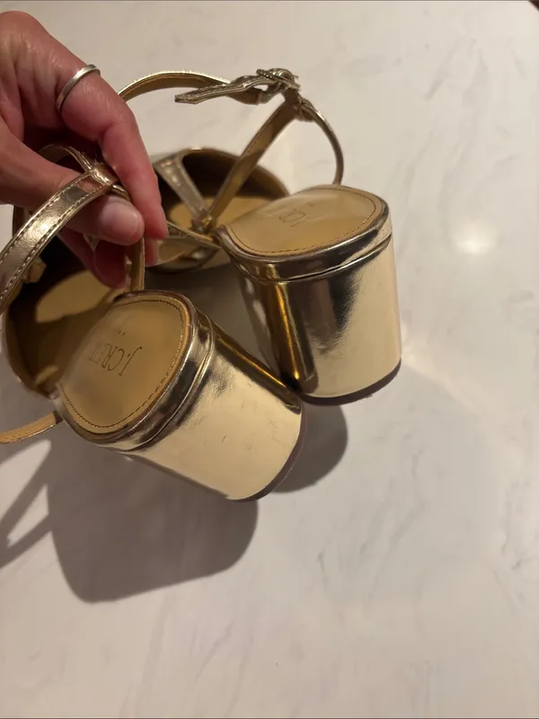 J. Crew Gold Metallic T-Strap Women’s Heels - Image 5