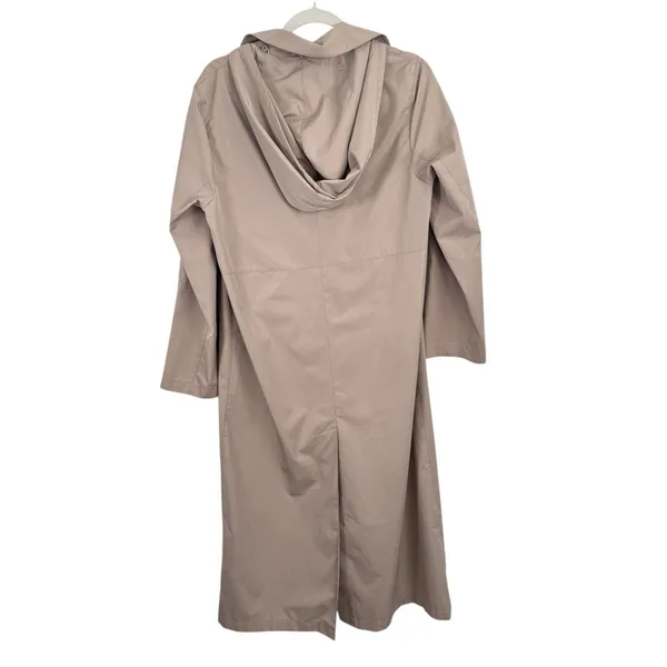 Sanyo‎ New York Beige Trench Lightweight Over Coat Hooded Pockets Womens Medium? - Image 3