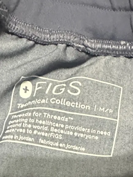 Figs Blue Jogger Scrub Pants with Pink Drawstring - Image 3