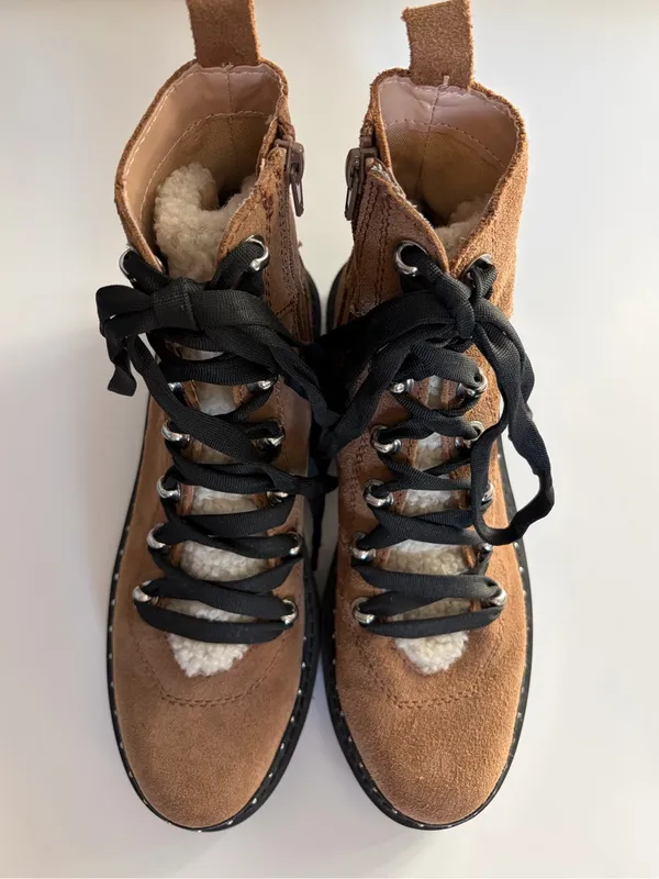 Steve Madden Rainier Chestnut Brown Suede Leather Chunky Boots Size 8 - Image 5