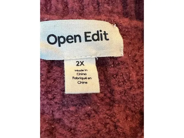 Open Edit Women's Cable Knit Sweater, Size 2X - Image 3