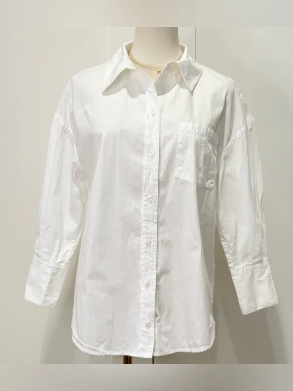 Anine Bing Mika Button Down Shirt XXS White Oversized Capsule Clean Chic Classic - Image 5