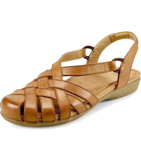 Earth Origins Berri Fisherman Slingback Sandals Tan Leather Comfort Est Size 9 - Image 4