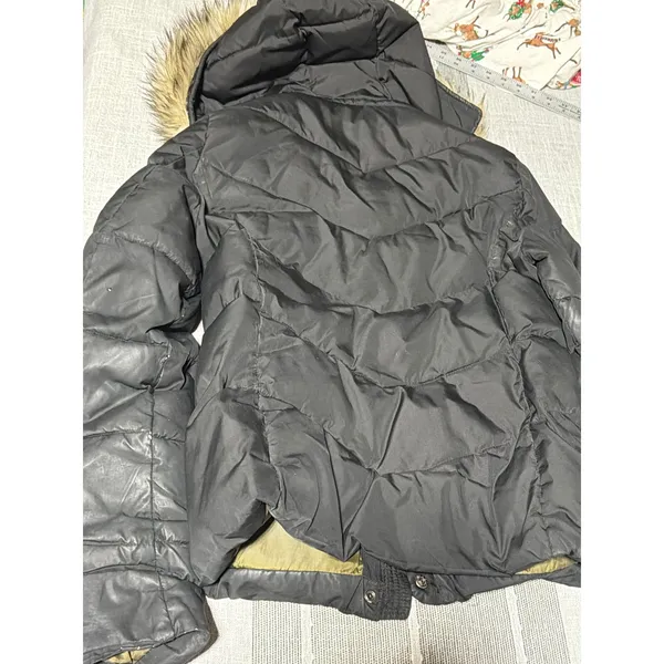 Gap women's ‎ Black Puffer Jacket Faux Fur Trim Hood Heavyweight Coat - Image 7