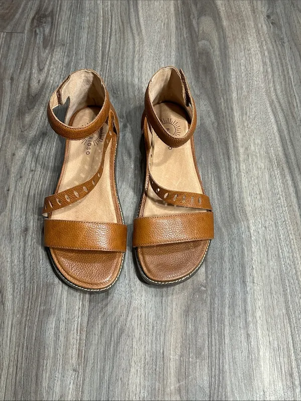 BRIOSO Tan Leather Ankle-Strap Comfort Sandals - Image 12